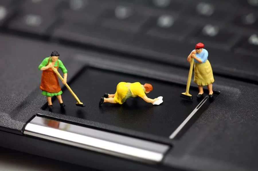 Cleaning a computer surface