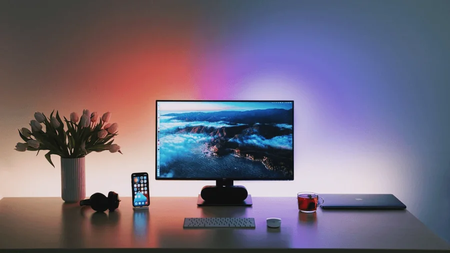 A desktop computer setup